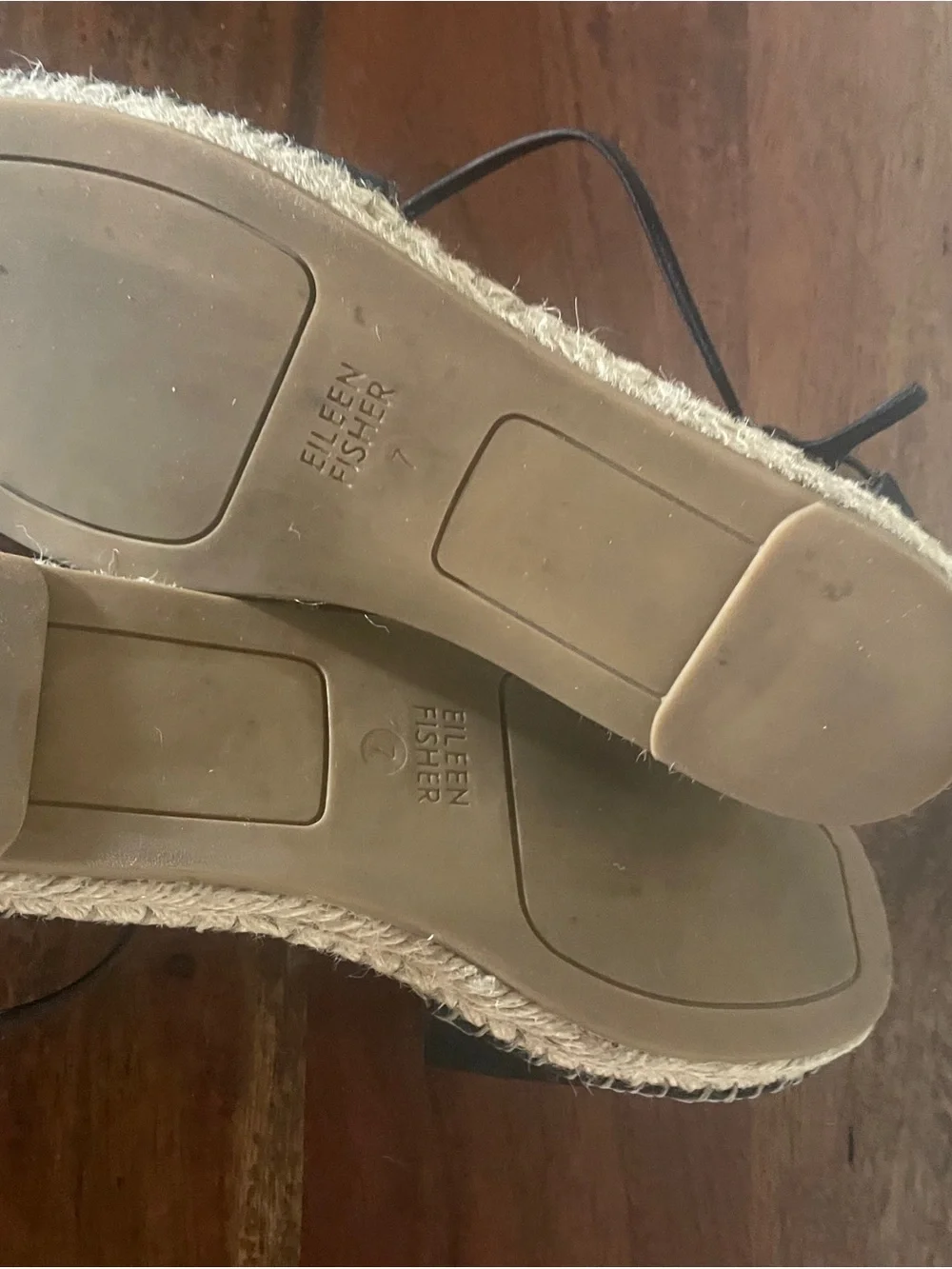 Eileen Fisher Black Leather Lace-Up Espadrille Flats Size 7